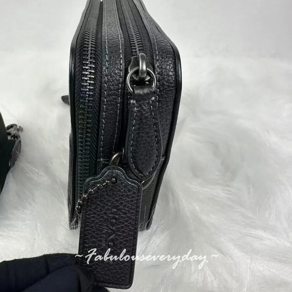 Coach Men's Charter Crossbody Bag 19 In Maxi Signature Leather/Black CBG19 NWT
